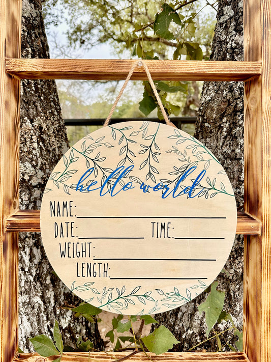Personalized Birth Announcement Wooden Sign
