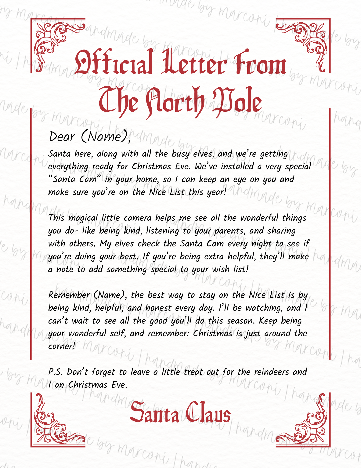 Santa Cam with Personalized Letter
